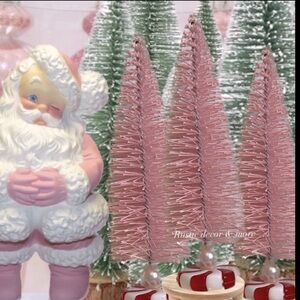 Christmas Peppermint candy Pastel Pink Bottle Brush Trees Set of 3